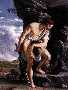 Orazio Gentileschi David Contemplating the Head of Goliath. oil painting artist